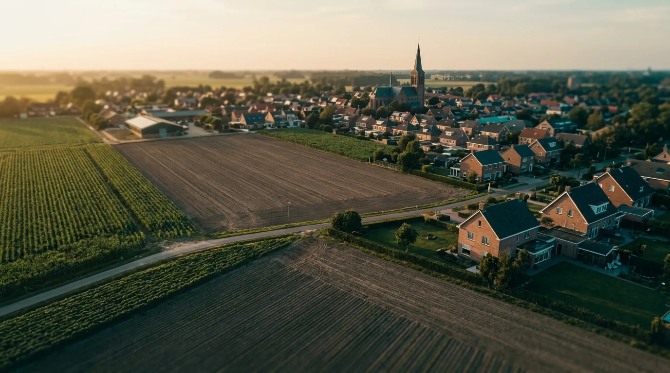 West-Brabantse agrarische velden bij gouden uur. Etten-Leur agribusiness.